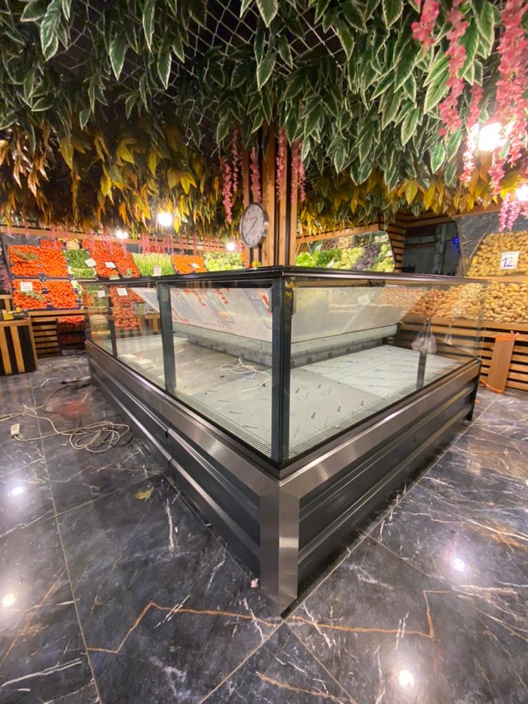 Dik Camlı L Köşeli Kasap Şarküteri Dolabı